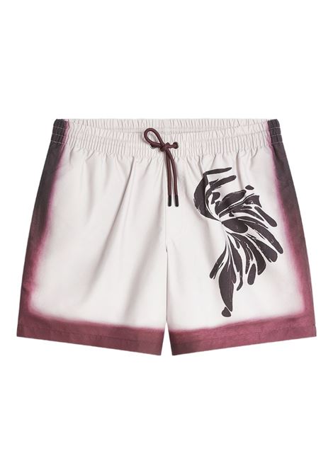 Burgundy ombre-trim swim shorts Dries van noten - men